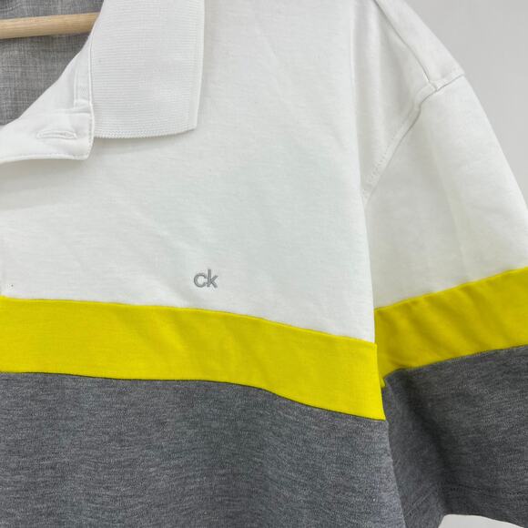 Calvin Klein (XXL) Gray Color Block Liquid Touch Polo Short Sleeve Shirt - Picture 3 of 7